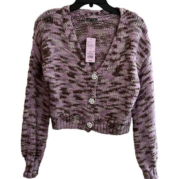 😊3/$30 NWT Wild Fable cropped space dye cardigan Sz S Sparkly buttons - Picture 2 of 10